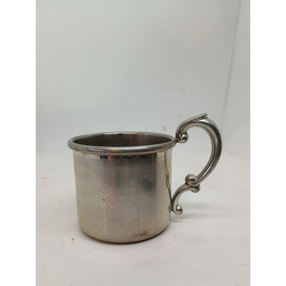 Empire Baby Child’s Cup Mug Pewter 892 With Ornate Handle Vintage